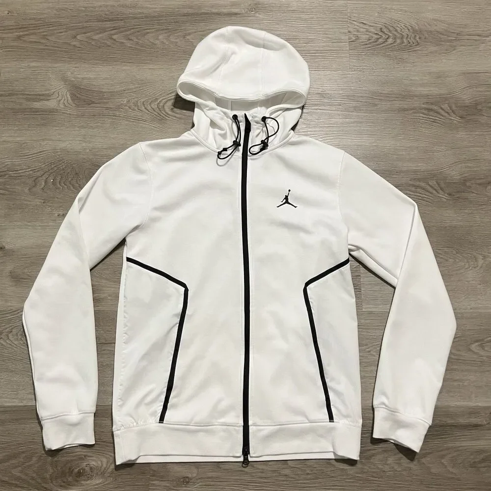 Nike Air Jordan Statement Hoodie Zip Up White Black Mens Size Small DA9854-100